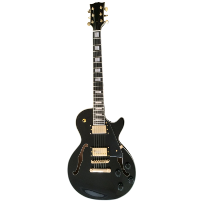Custom Crown ES335 Byrdland Black Fhole Florentine Cutaway Guitar - Image 5
