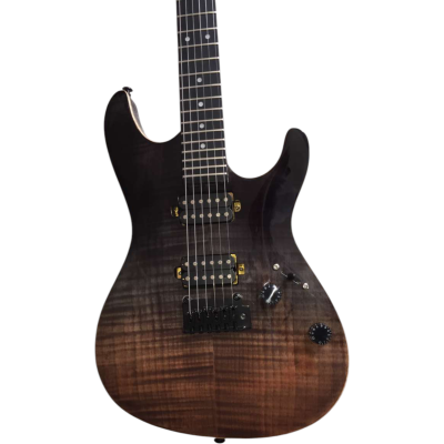 Custom Magnitude Modern Satin Flame Guitar Transparent Charcoal Burst