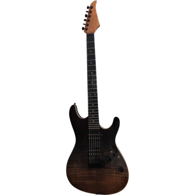 Custom Magnitude Modern Satin Flame Guitar Transparent Charcoal Burst - Image 5