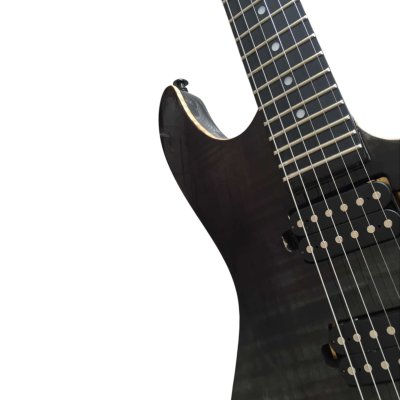 Custom Magnitude Modern Satin Flame Guitar Transparent Charcoal Burst - Image 6