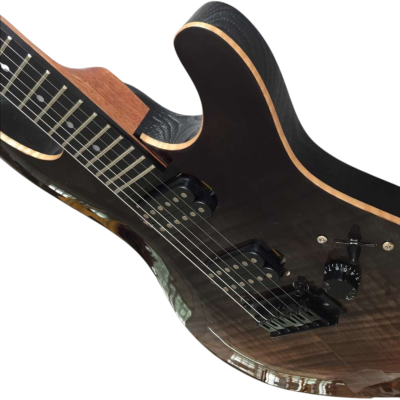 Custom Magnitude Modern Satin Flame Guitar Transparent Charcoal Burst - Image 9