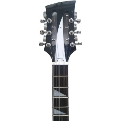 Custom Nova 4080 Jetglo Black Geddy Lee Double Neck Black 4 String Bass 12 String Guitar - Image 4