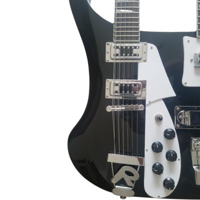 Custom Nova 4080 Jetglo Black Geddy Lee Double Neck Black 4 String Bass 12 String Guitar - Image 7