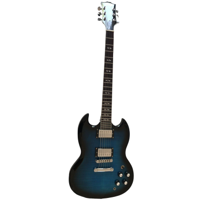 Custom Crown SG Supreme Blue Tiger Aged Gloss Electric Guitar - Image 4