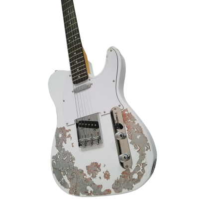 Custom Regent Olympic White Over Paisley Heavy Relic Distressed Guitar - Image 4