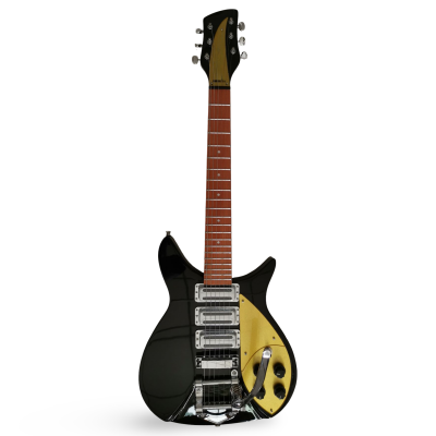 Custom Nova Jetglo Black 325 21 Inch Lennon 6 String Electric Guitar Padauk Fretboard Bigsby Tremolo - Image 3