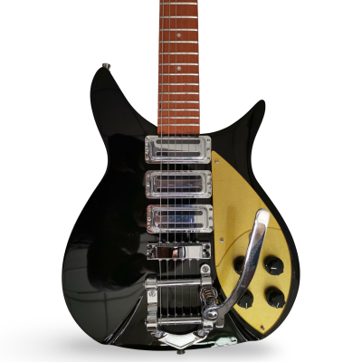 Custom Nova Jetglo Black 325 21 Inch Lennon 6 String Electric Guitar Padauk Fretboard Bigsby Tremolo