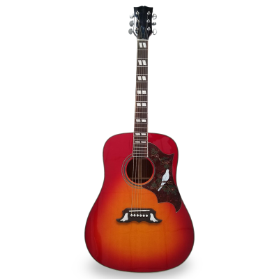 Custom Crown Cherry Sunburst Dove Hummingbird Acoustic Electric Guitar Solid Sitka Spruce Top - Image 2