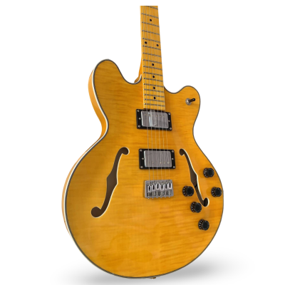 Custom Regent Jonny Greenwood Fhole Amber Flamed Maple Top Star Guitar