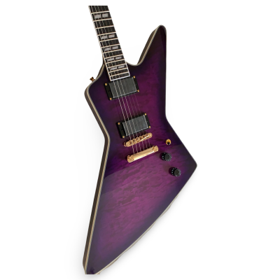Custom Crown Korina Explorer Hetfield Purple Burst Quilted Maple Top Electric Guitar