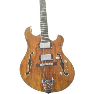 Custom Vesper Languedoc Region Fhole Natural Amber Spalted Maple Bracing Inside Electric Guitar - Image 4