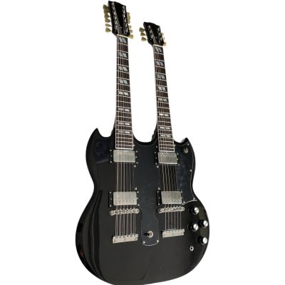 Custom Crown SG Don Felder Black Double Neck 12 6 String EDS1275 Electric Guitar - Image 3