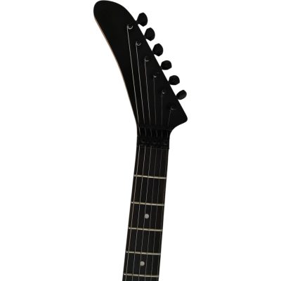 Custom Obsidian George Hand Painted Red Yellow Finish Skull And Bones Carved Skeleton Guitar JFrog - Image 7
