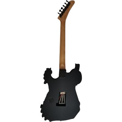 Custom Obsidian George Hand Painted Red Yellow Finish Skull And Bones Carved Skeleton Guitar JFrog - Image 8