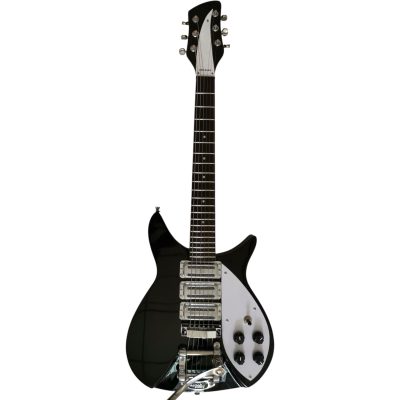 Custom Nova Ebony Black Jetglo 325C64 21 Inch Scale Length Bigsby Guitar - Image 2