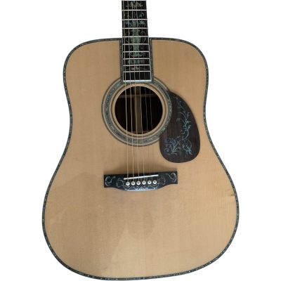 Custom Vertex D45 Flower Abalone Inlays Natural Solid Spruce Top Acoustic Electric Guitar Fishman Pickups