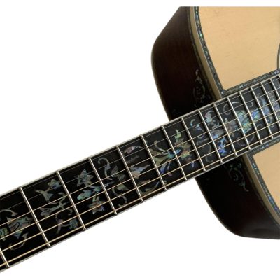 Custom Vertex D45 Flower Abalone Inlays Natural Solid Spruce Top Acoustic Electric Guitar Fishman Pickups - Image 9