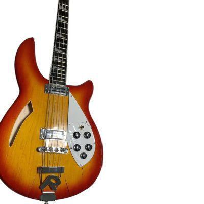 Custom Nova 4005V Fireglo 4 String Bass White Pickguard 22 Frets Semi Hollow - Image 3