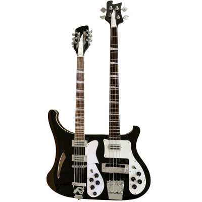 Custom Nova 4003 Mike Rutherford Genesis Double Neck Jetglo Black 4 String Bass 12 String Guitar - Image 2