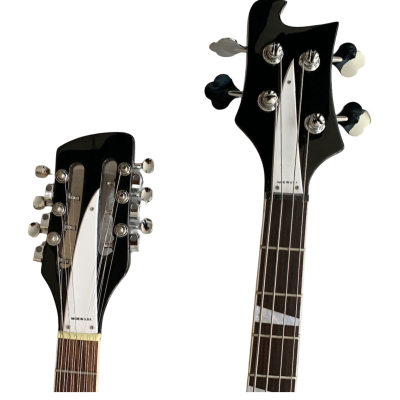 Custom Nova 4003 Mike Rutherford Genesis Double Neck Jetglo Black 4 String Bass 12 String Guitar - Image 4