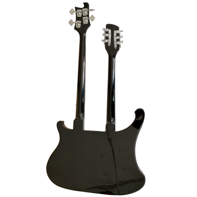 Custom Nova 4003 Mike Rutherford Genesis Double Neck Jetglo Black 4 String Bass 12 String Guitar - Image 5