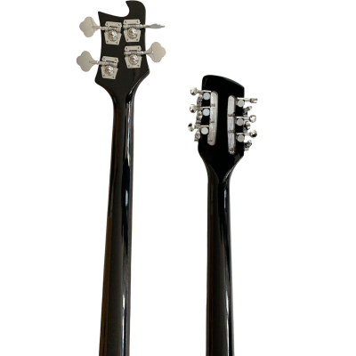 Custom Nova 4003 Mike Rutherford Genesis Double Neck Jetglo Black 4 String Bass 12 String Guitar - Image 6