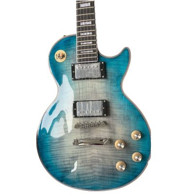 Custom Crown Standard Caribbean Blue Fade Flamed Maple Top Guitar