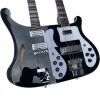 Custom Nova Mike Rutherford Genesis Double Neck Jetglo Black 4 String Bass 12 String Electric Guitar