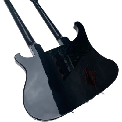 Custom Nova Mike Rutherford Genesis Double Neck Jetglo Black 4 String Bass 12 String Electric Guitar - Image 5