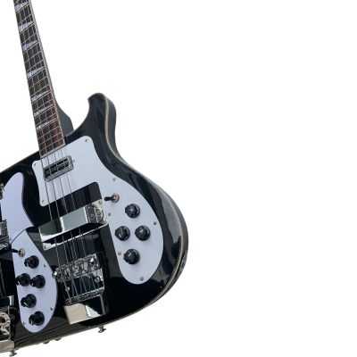 Custom Nova Mike Rutherford Genesis Double Neck Jetglo Black 4 String Bass 12 String Electric Guitar - Image 4