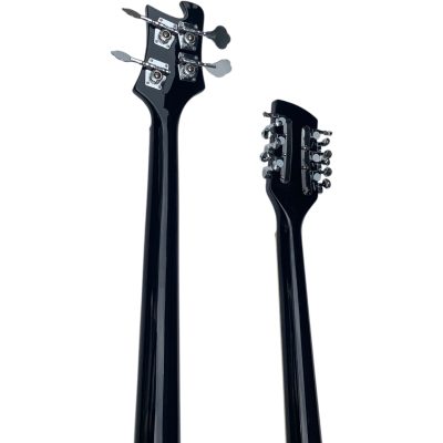 Custom Nova Mike Rutherford Genesis Double Neck Jetglo Black 4 String Bass 12 String Electric Guitar - Image 2