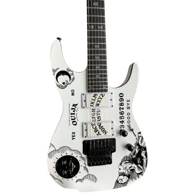 Custom Obsidian Kirk Ouija Board White Good Bye Guitar Natural Maple Finish Back Neck