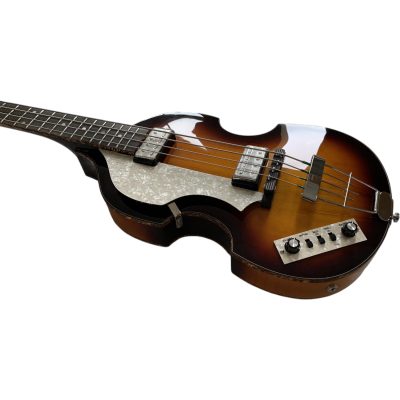 Custom Vale Left Handed HCT 500 Vintage Sunburst McCartney Ignition Series Violin 4 String Bass - Image 8