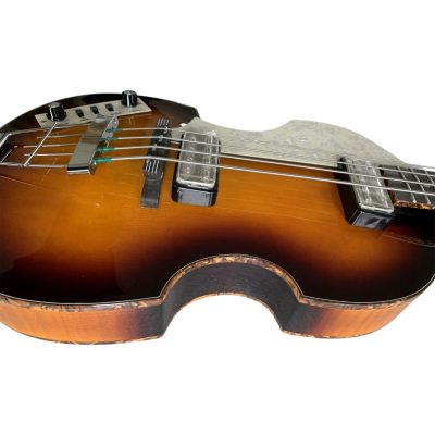 Custom Vale Left Handed HCT 500 Vintage Sunburst McCartney Ignition Series Violin 4 String Bass - Image 9