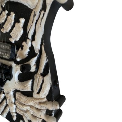 Custom Obsidian George Hand Painted Skull And Bones Carved Skeleton Guitar JFrog - Image 4