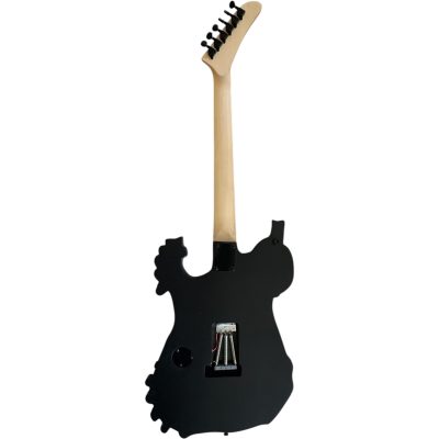 Custom Obsidian George Hand Painted Skull And Bones Carved Skeleton Guitar JFrog - Image 6