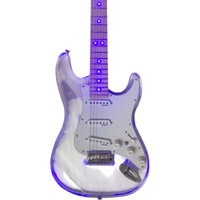 Custom Regent Plexiglass Acrylic Lucite Integrated Blue LED Illumination Electric Guitar