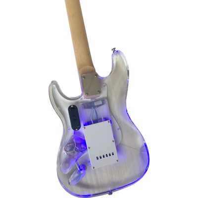 Custom Regent Plexiglass Acrylic Lucite Integrated Blue LED Illumination Electric Guitar - Image 3