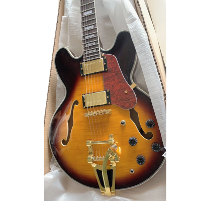 Custom Crown ES335 BB King Lucille Vintage Sunburst 6 String Electric Guitar - Image 6