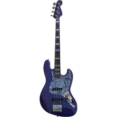 Custom Regent Adam Clayton 4 String Jazz Bass Purple Sparkle Body And Headstock - Image 3
