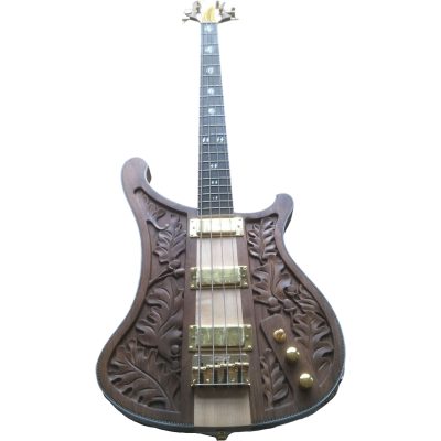 Custom Nova Thunder Inlay Lemmy Kilmister 4004 Natural Hand Carved Oak Leaf 4 String Bass - Image 4