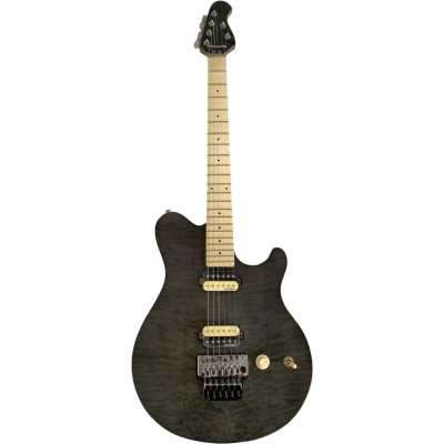 Custom Aether Wolfgang Axis AX40 Double Cutaway Body Floyd Rose Tremolo Translucent Charcoal Burst Guitar - Image 7