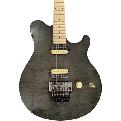 Custom Aether Wolfgang Axis AX40 Double Cutaway Body Floyd Rose Tremolo Translucent Charcoal Burst Guitar