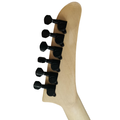 Custom Obsidian George Gray Black White Finish Hand Painted Skull And Bones Carved Skeleton Guitar JFrog - Image 7
