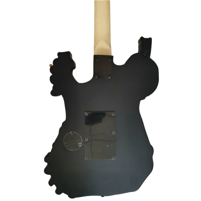 Custom Obsidian George Gray Black White Finish Hand Painted Skull And Bones Carved Skeleton Guitar JFrog - Image 8