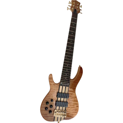 Custom Denver Elite BSR Natural Quilted Maple Finish 6 String Bass Left Handed - Image 7