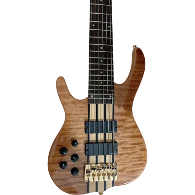 Custom Denver Elite BSR Natural Quilted Maple Finish 6 String Bass Left Handed