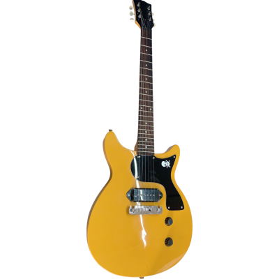 Custom Crown P90 Billie Joe Armstrong Junior Double Cutaway TV Yellow Guitar Adeline Skull Crossbones Graphic - Image 7