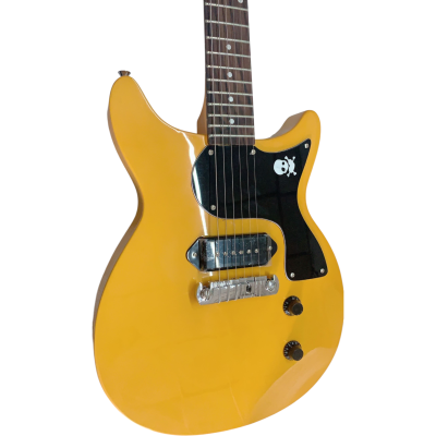 Custom Crown P90 Billie Joe Armstrong Junior Double Cutaway TV Yellow Guitar Adeline Skull Crossbones Graphic