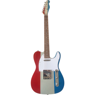 Custom Regent Buck Owens Red Blue Silver Sparkle Finish Guitar White Pickguard Chrome - Image 7